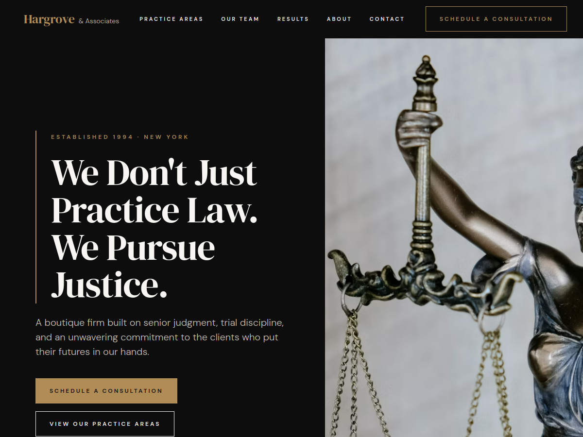Live screenshot of Hargrove & Associates website