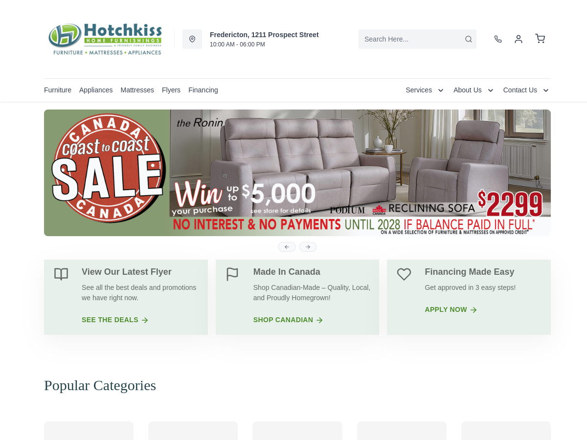 Hotchkiss Home Furnishings website screenshot