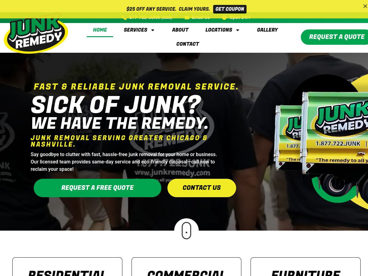 Junk Remedy website screenshot