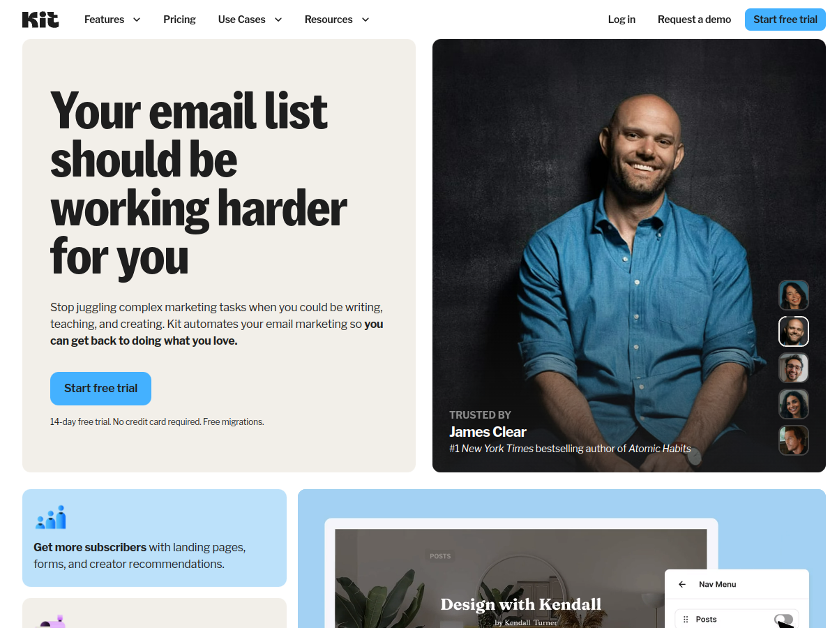 Kit (ConvertKit) website screenshot