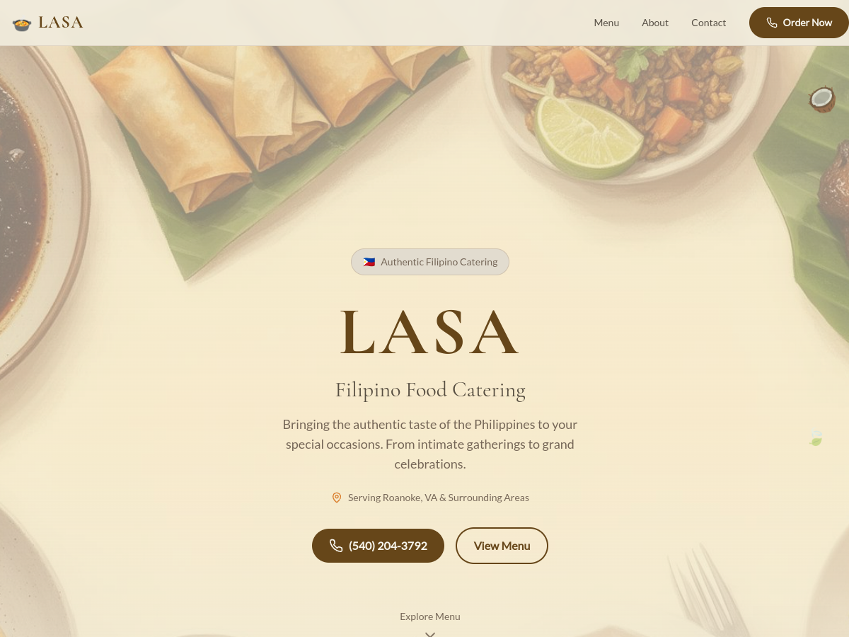 Live screenshot of LASA Kitchens website