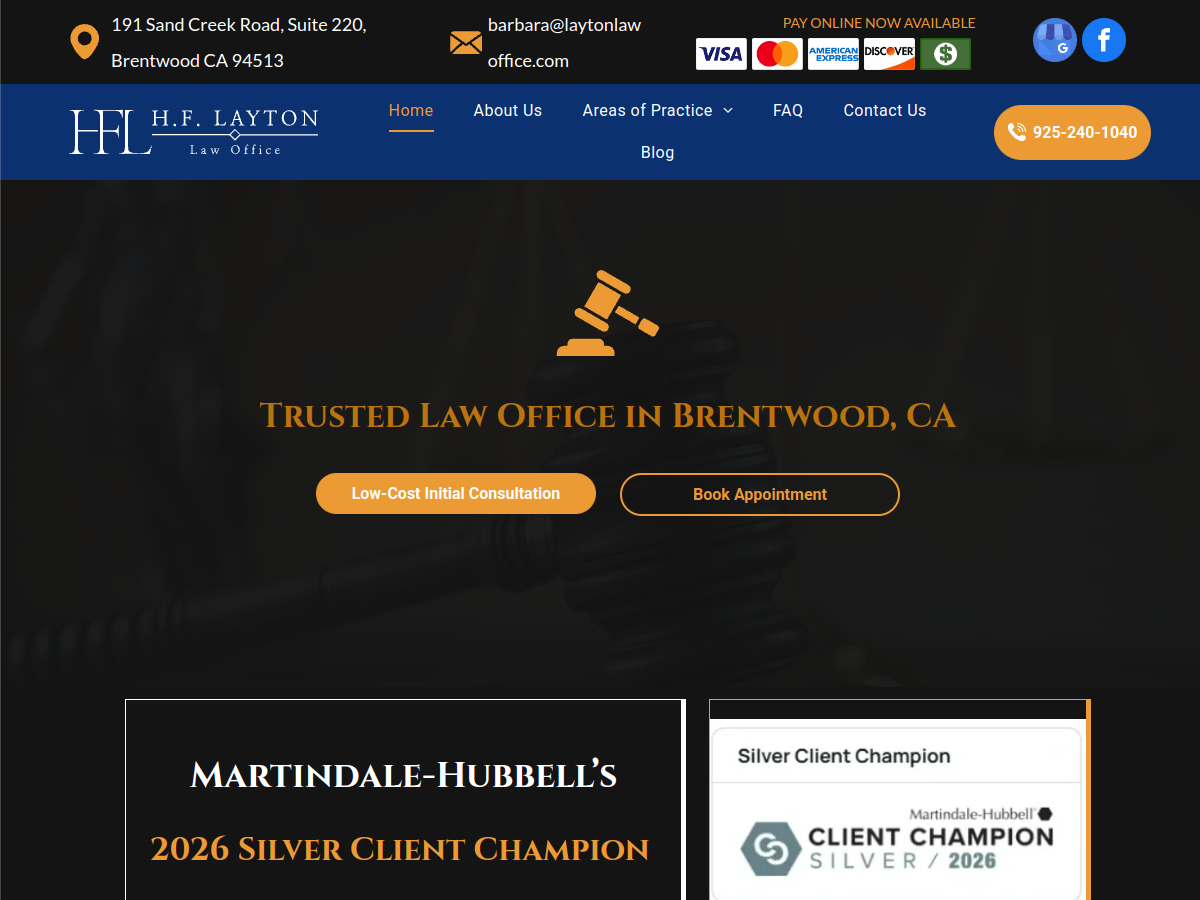 H. F. Layton Law Office website screenshot