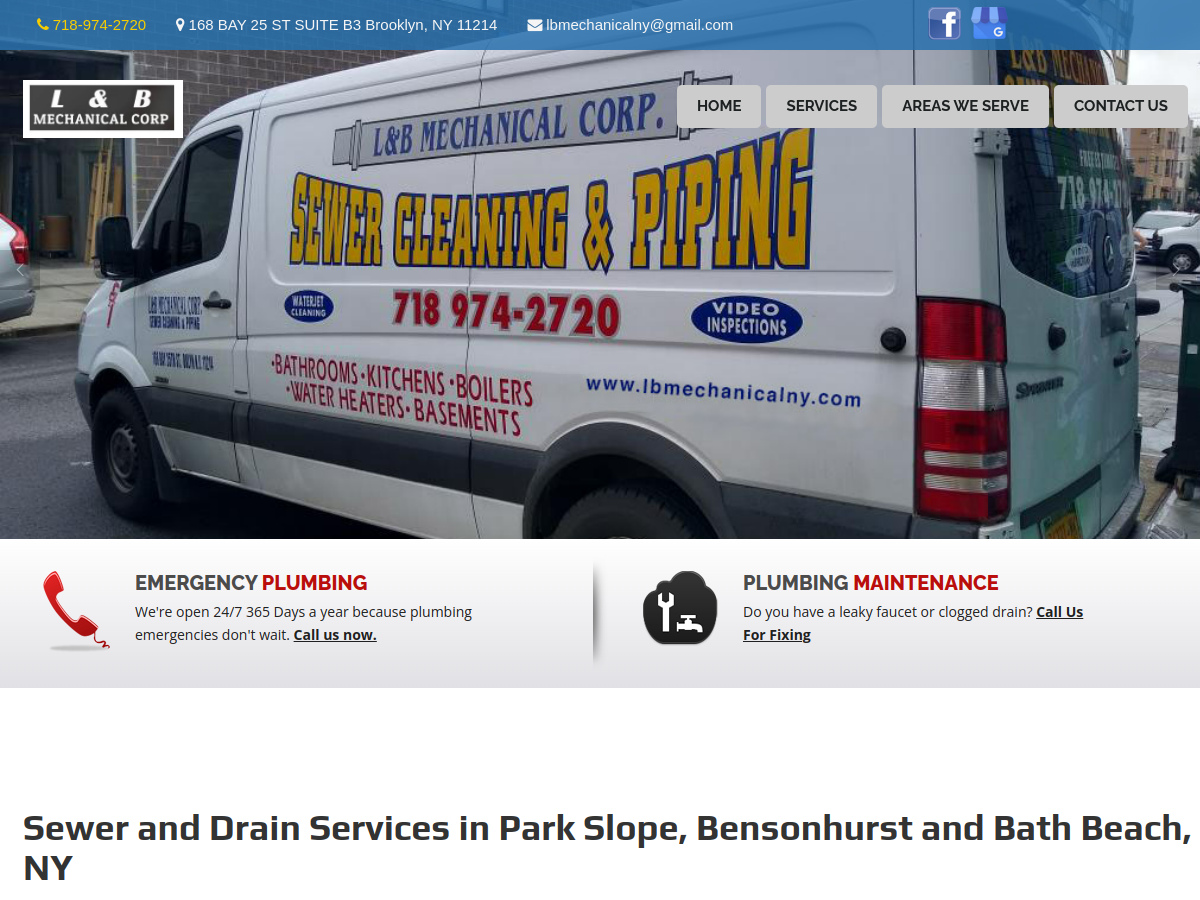L&B Mechanical | Brooklyn NY | Water Heater Installation | Plumbing website screenshot