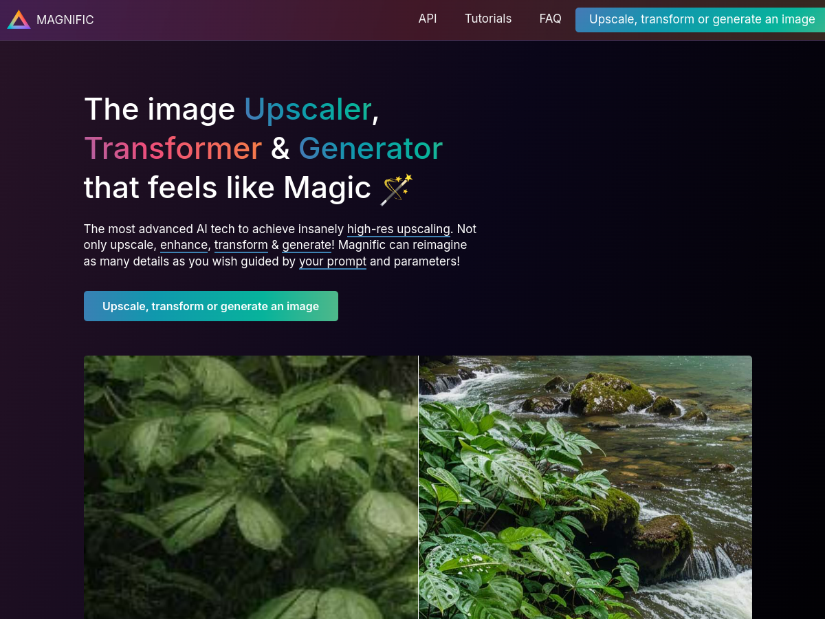 Magnific AI website screenshot
