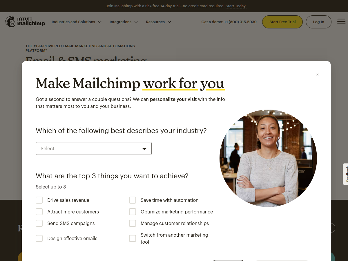 Mailchimp website screenshot