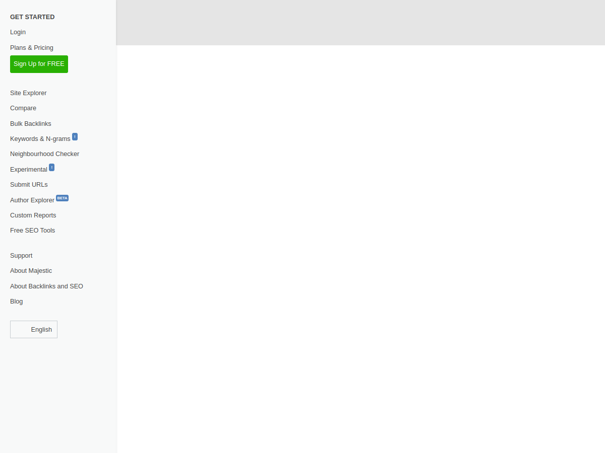 Majestic website screenshot