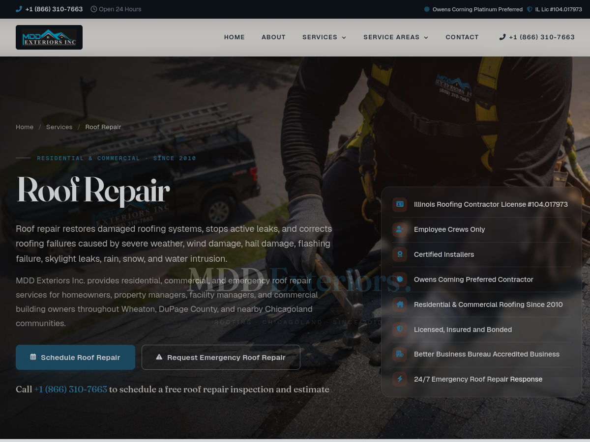 MDD Exteriors & Remodeling Inc website screenshot