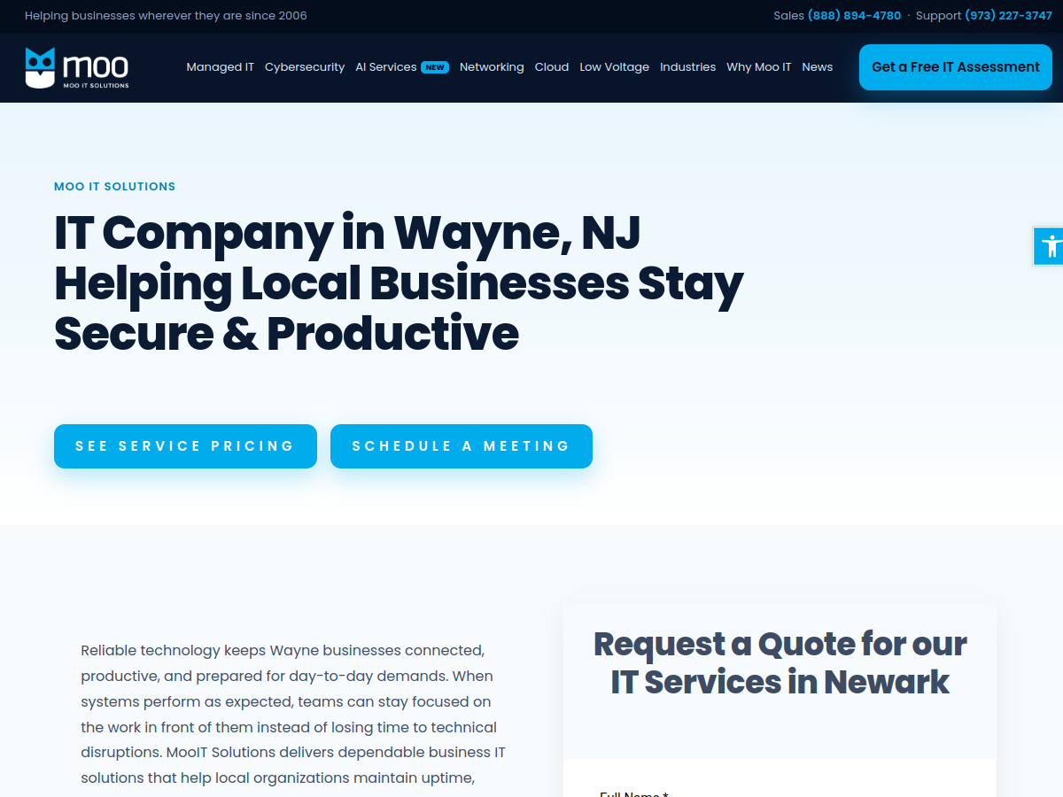 MooIT Solutions - New Jersey Managed IT Services Company website screenshot