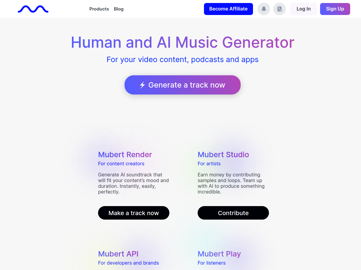 Mubert website screenshot