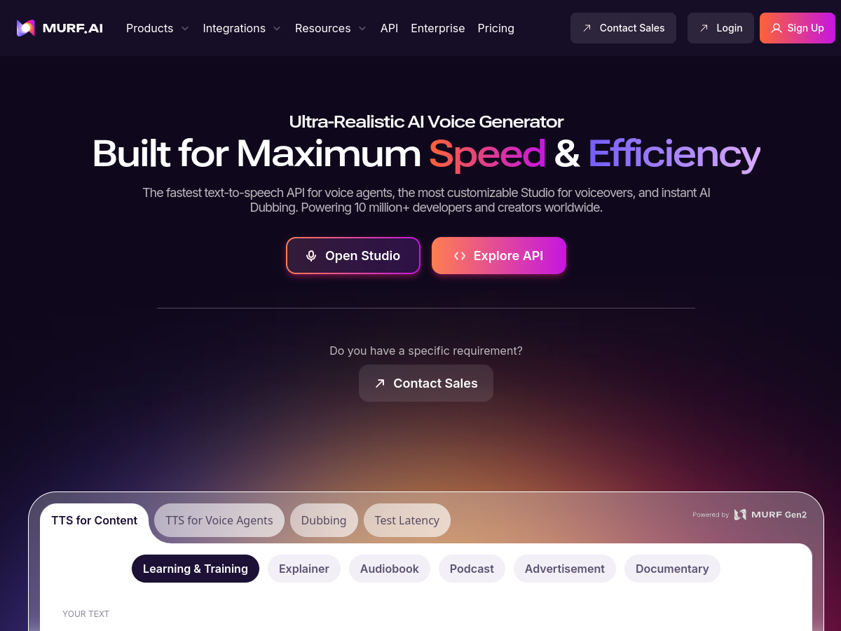 Murf AI website screenshot