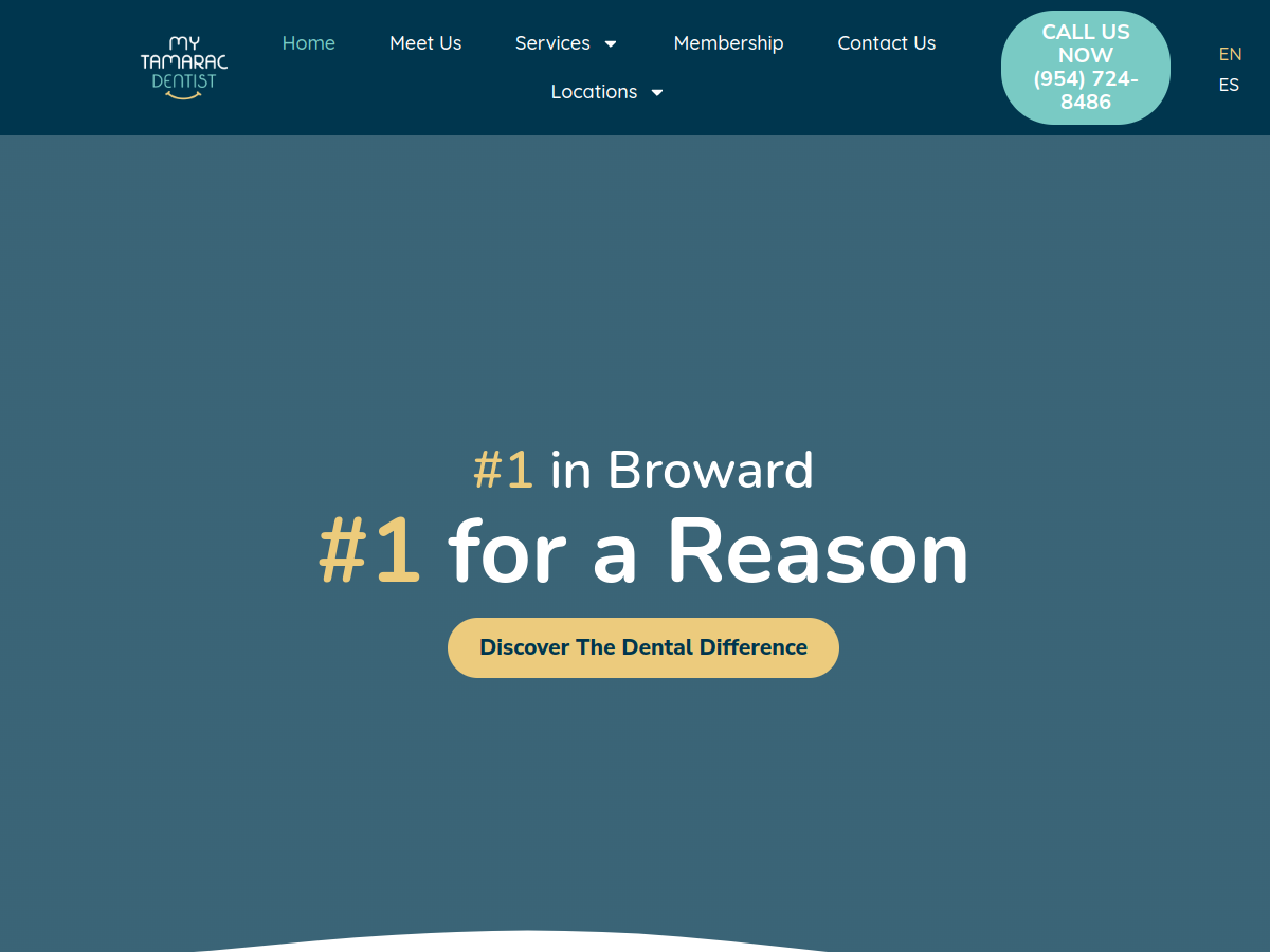 My Tamarac Dentist website screenshot