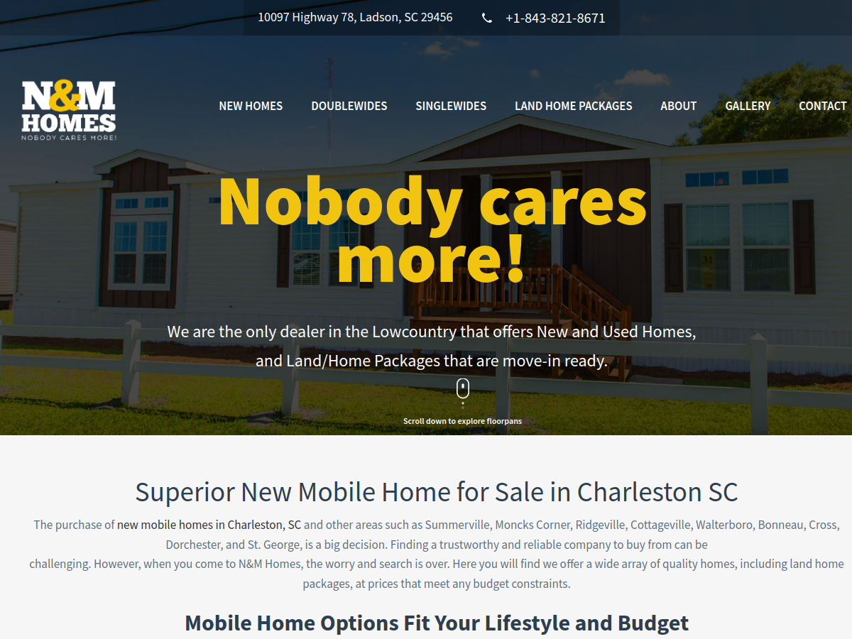 N and M Homes website screenshot