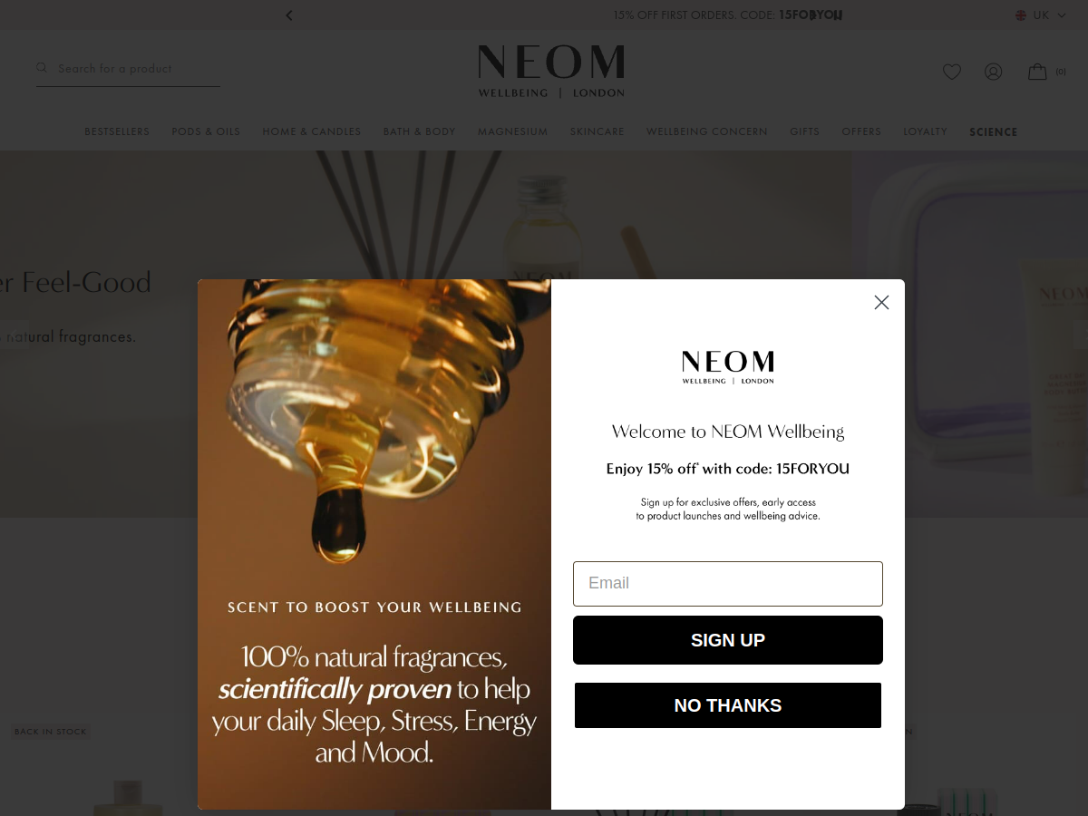 NEOM Wellbeing homepage preview
