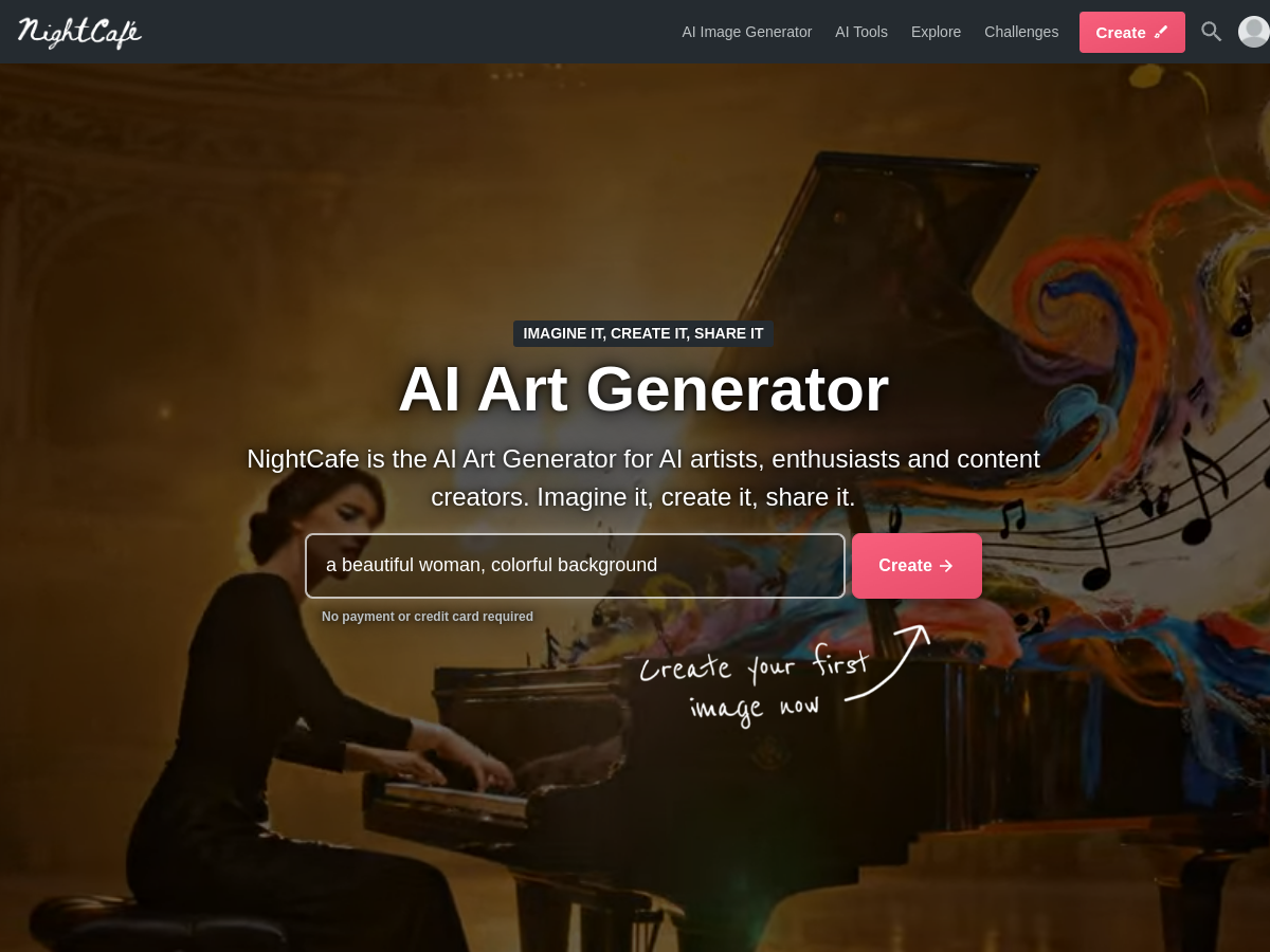 NightCafe Studio website screenshot
