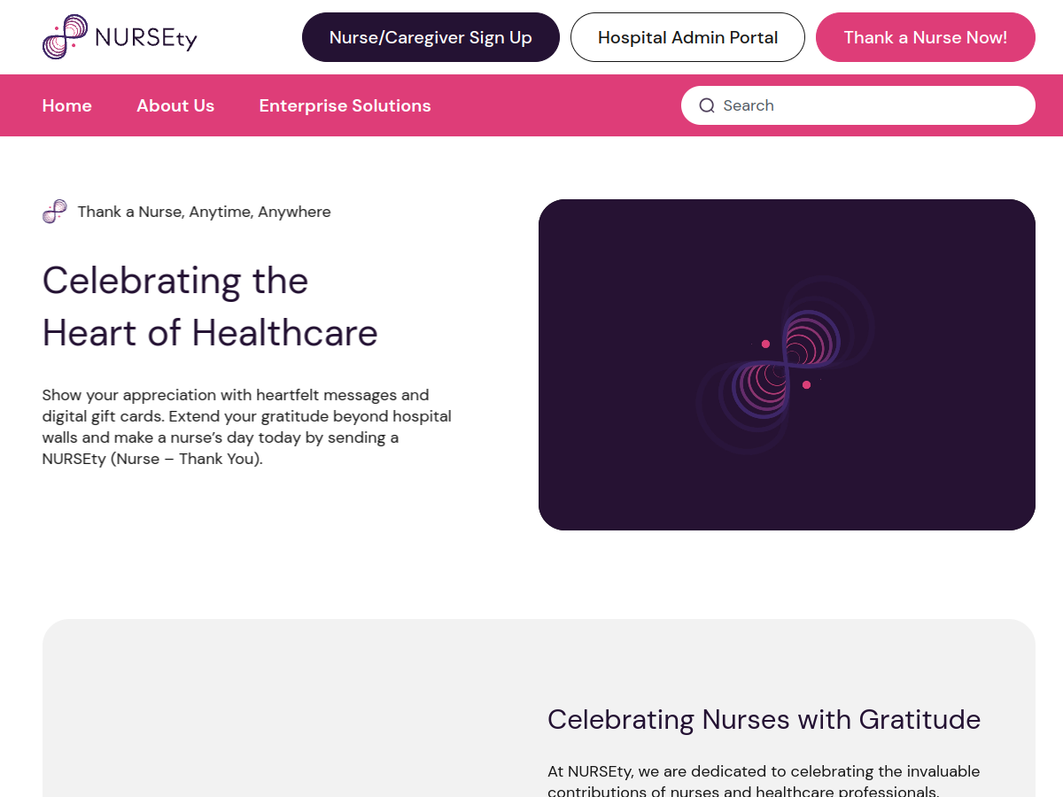 Nursety homepage preview