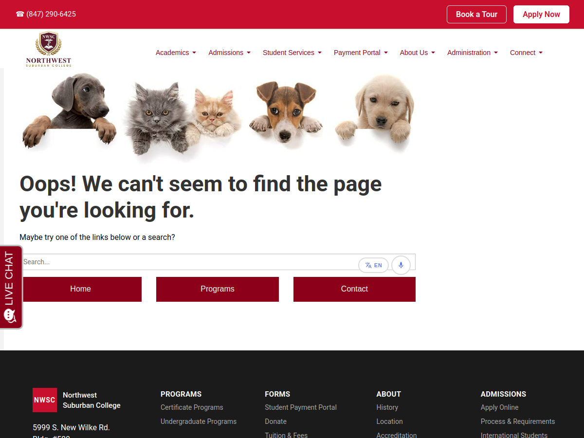 Northwest Suburban College website screenshot