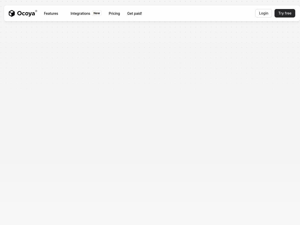Ocoya website screenshot