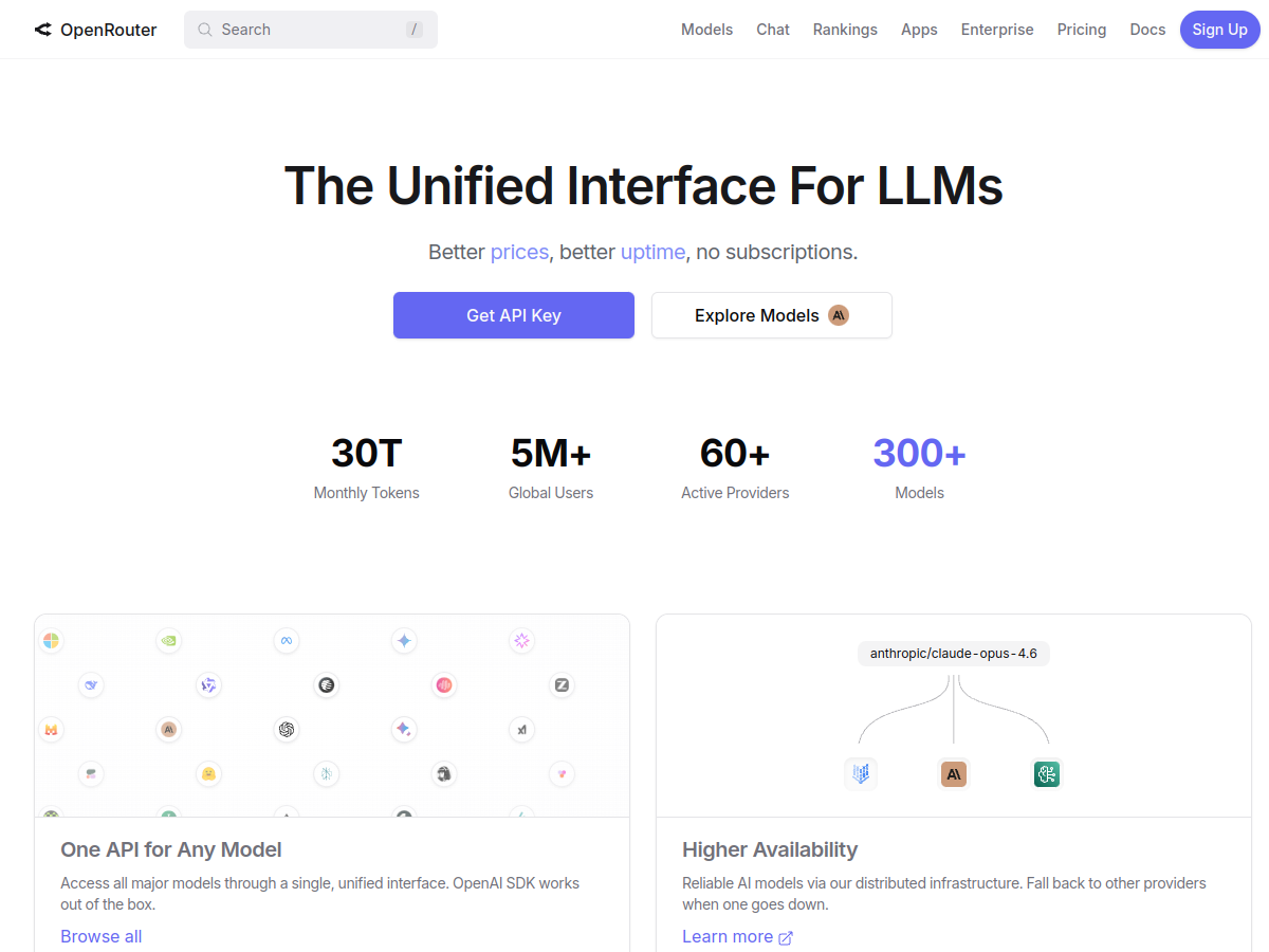 OpenRouter website screenshot