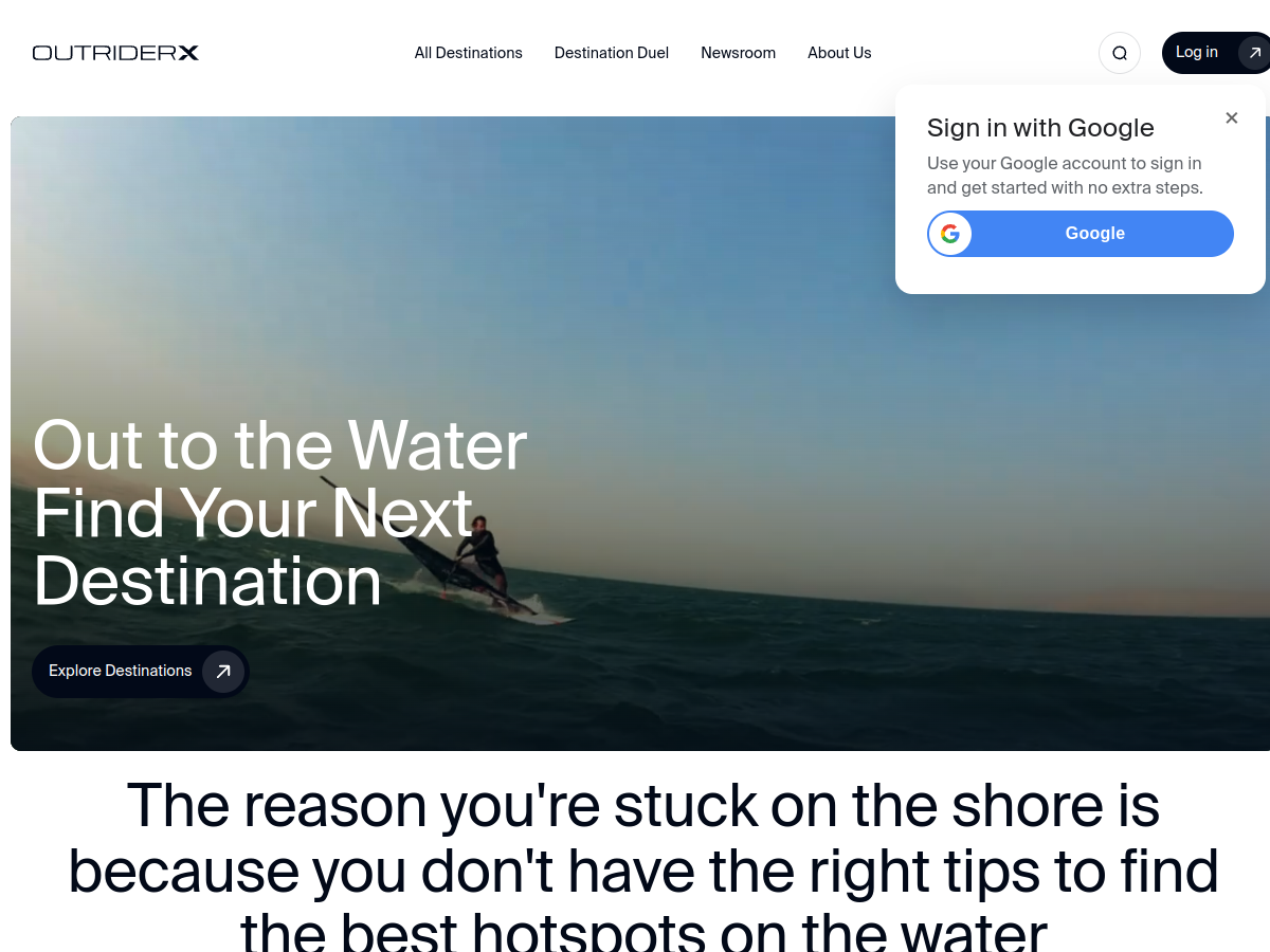 OutriderX, website preview