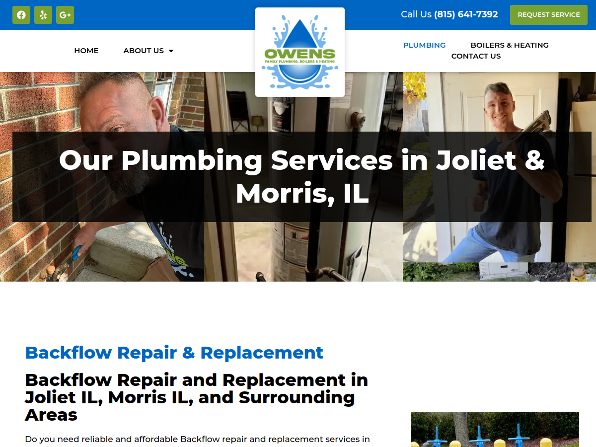Owens Family Plumbing, Boilers & Heating website screenshot