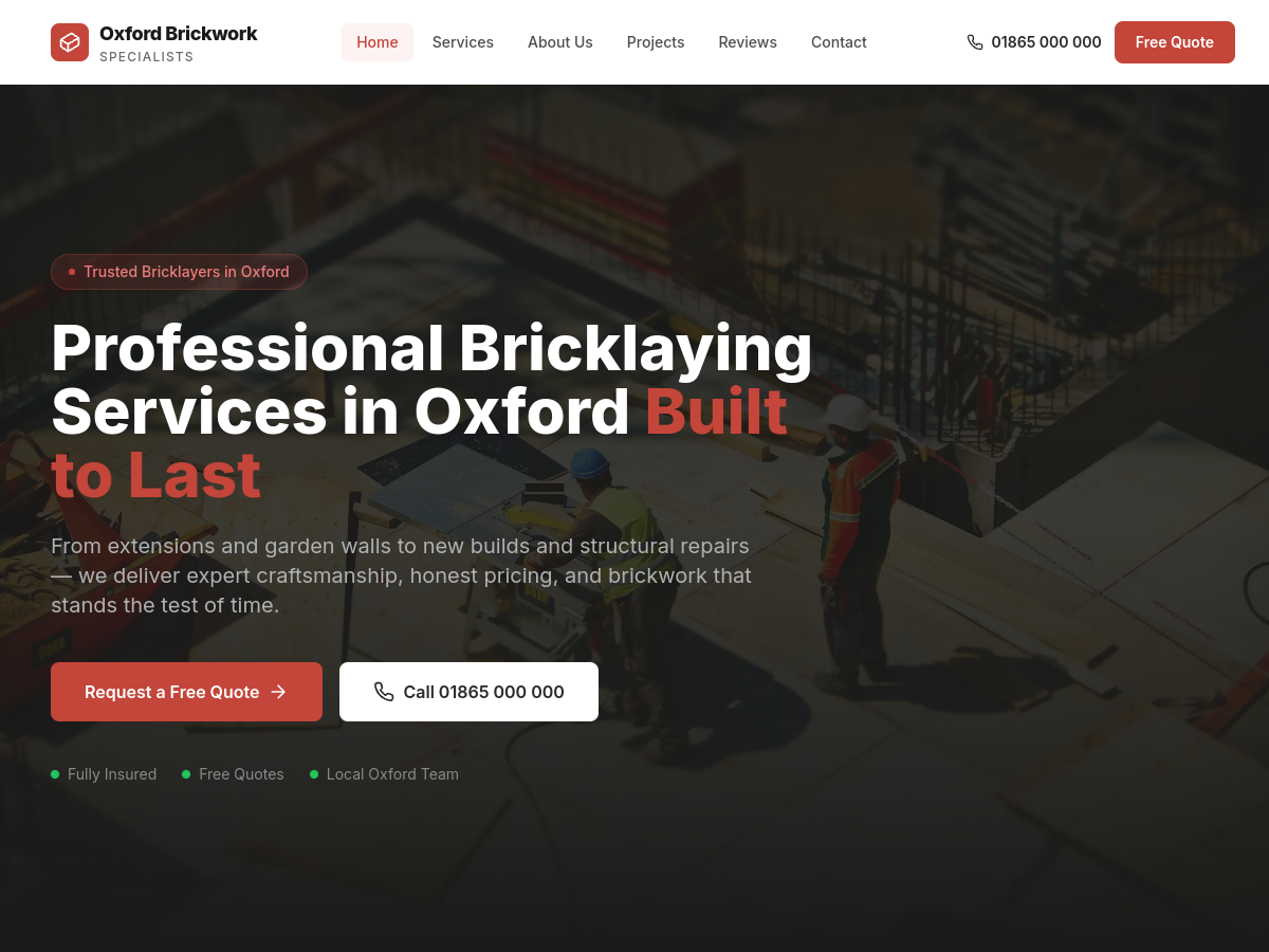 Oxford Bricklaying - Digital marketing project showcase