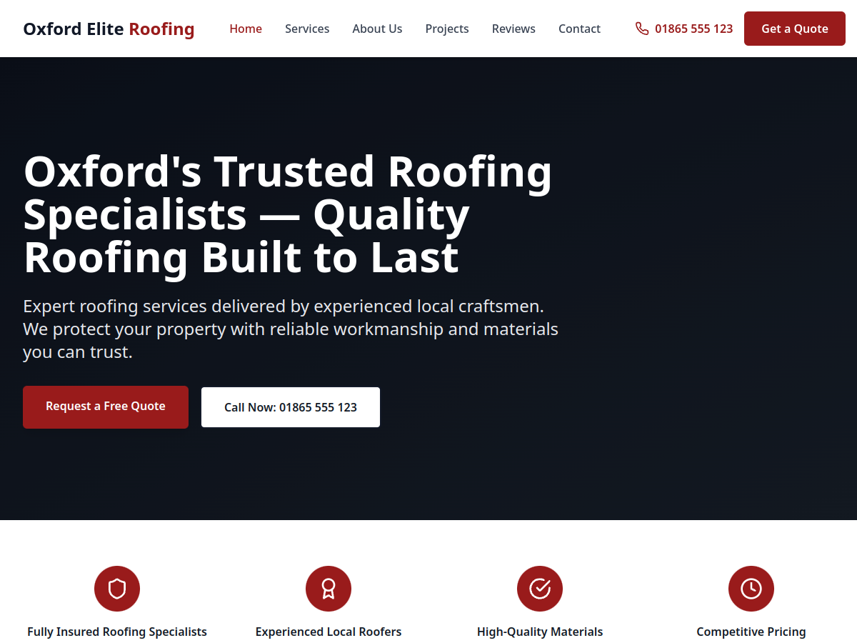 Oxford Roofing - Digital marketing project showcase