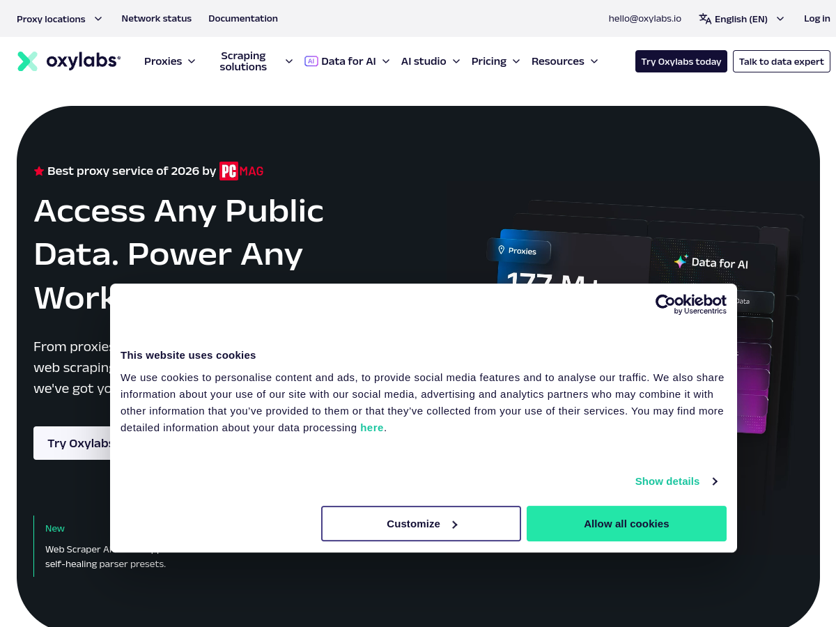 Oxylabs website screenshot
