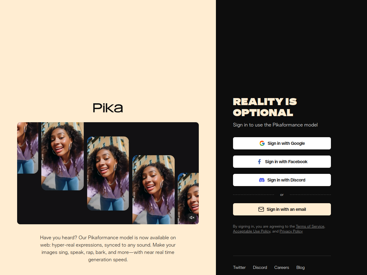 Pika website screenshot