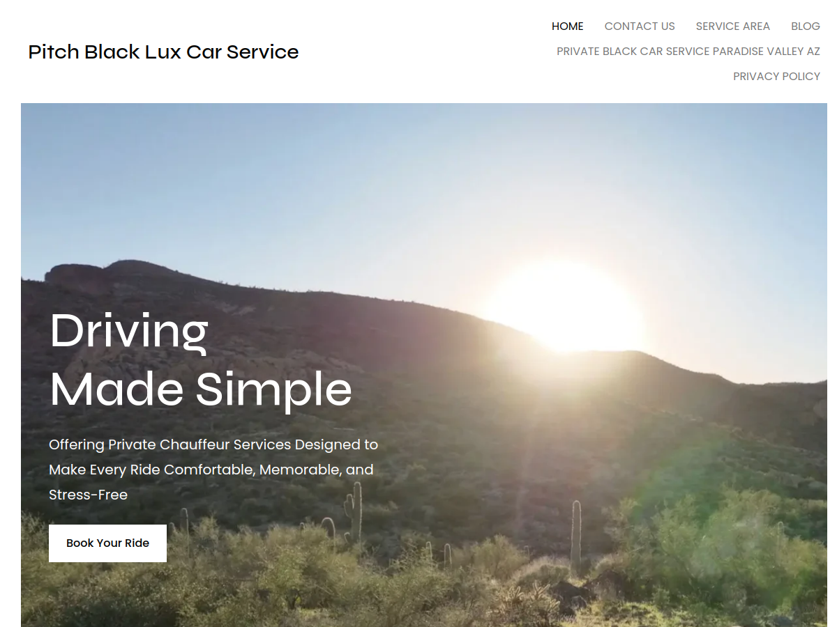 Pitch Black Lux Car Service website screenshot