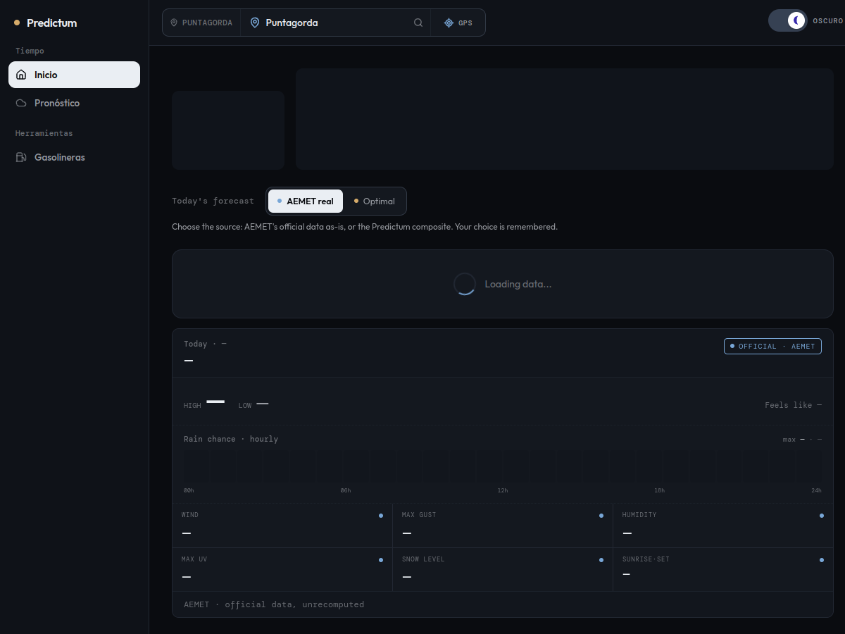 Captura de la web de Predictum