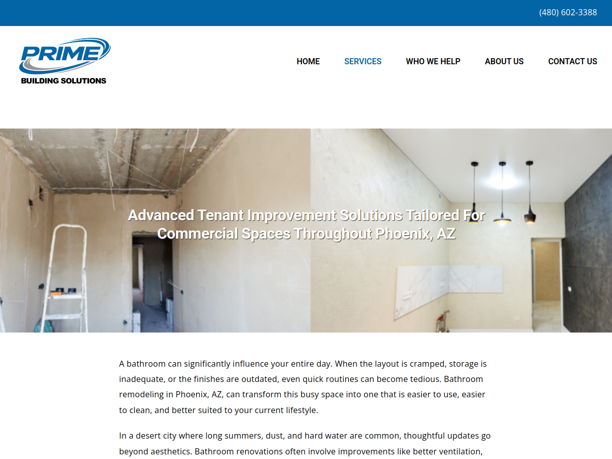 Prime Builders website screenshot