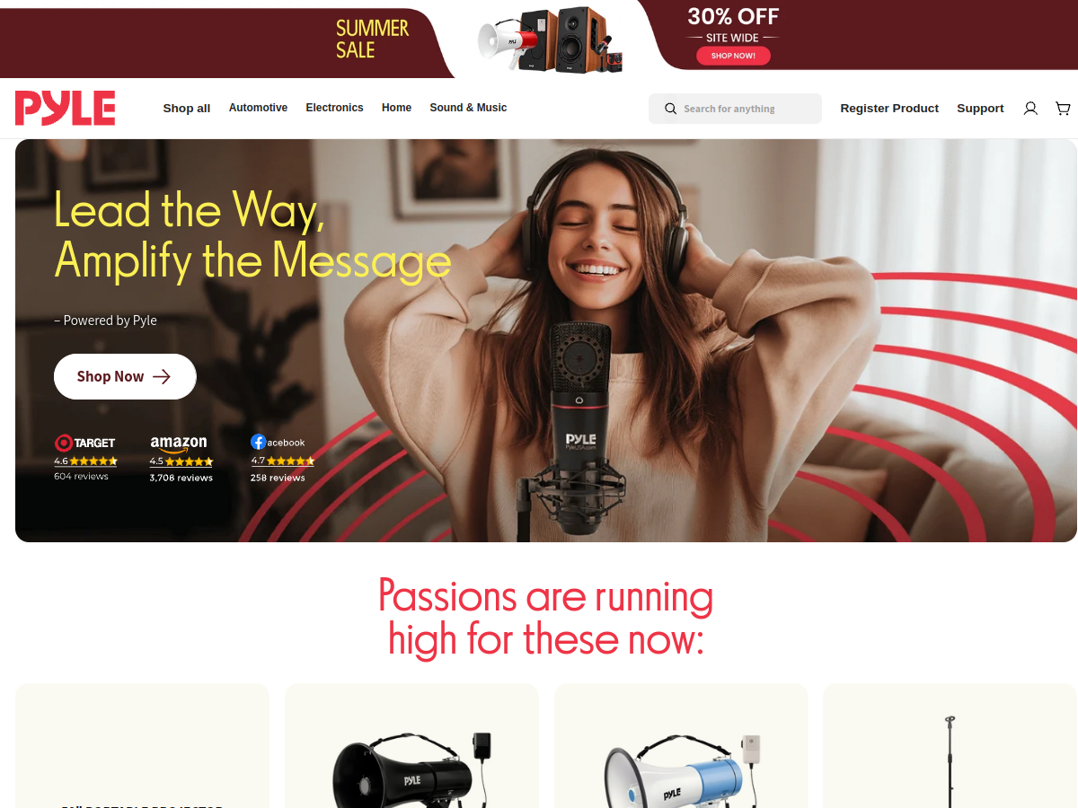 Pyle USA homepage preview