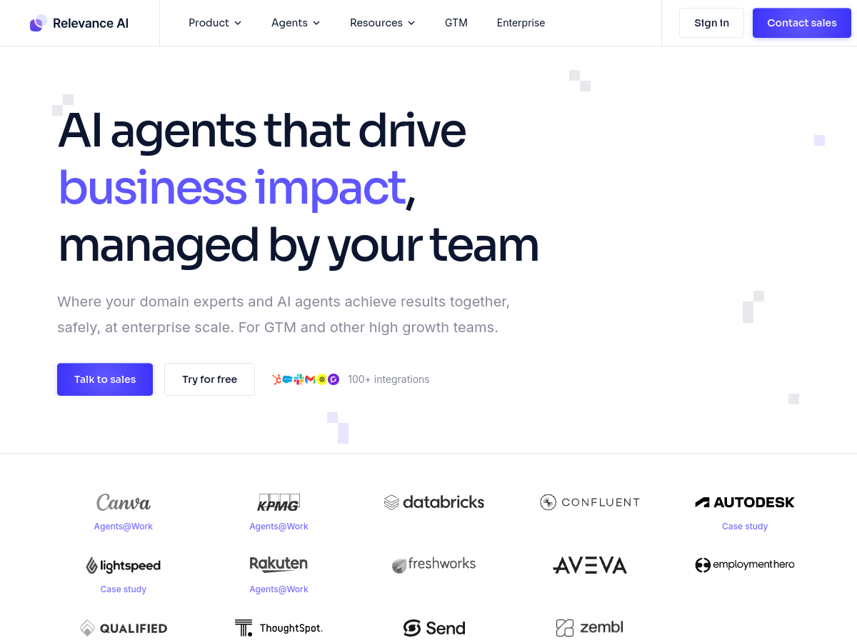 Relevance AI website screenshot