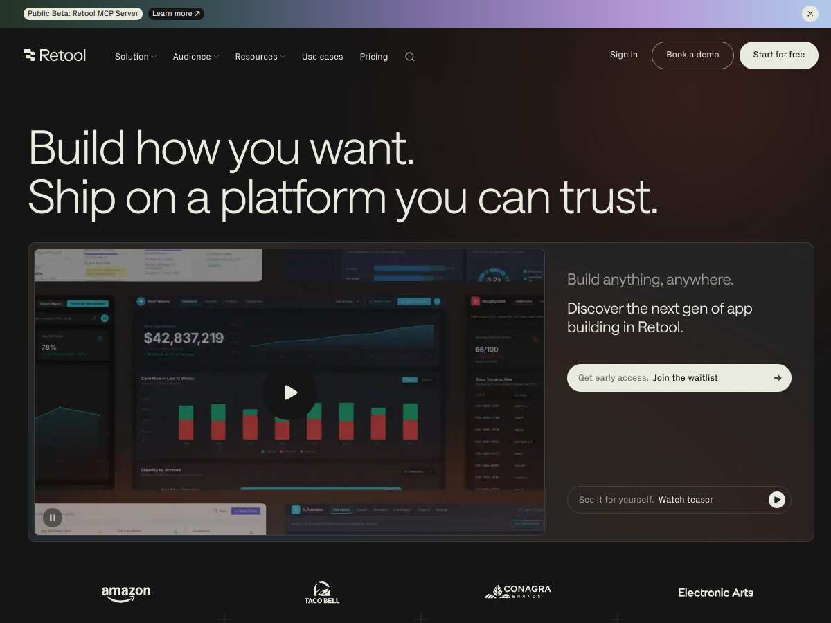 Retool website screenshot