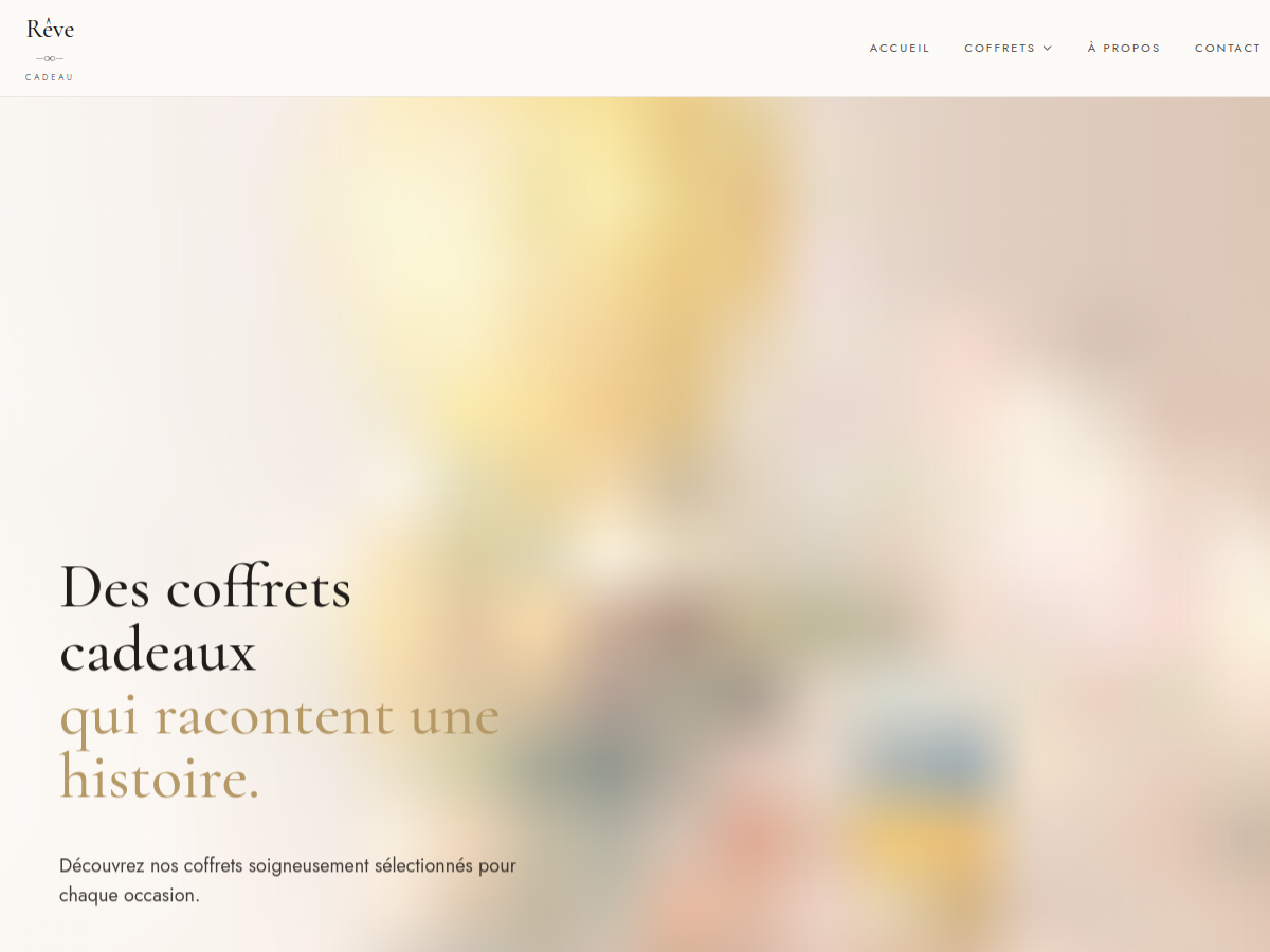Aperçu du site Coffrets cadeaux personnalisés