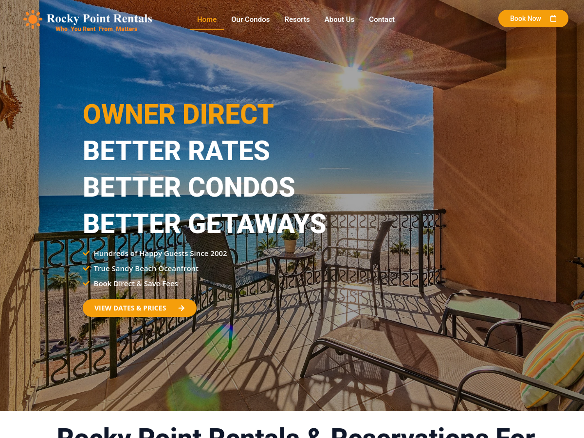 Rent My Rocky Point Condos website screenshot