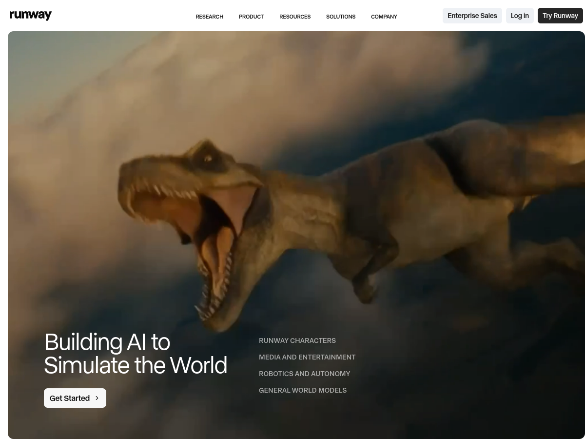 Runway ML website screenshot