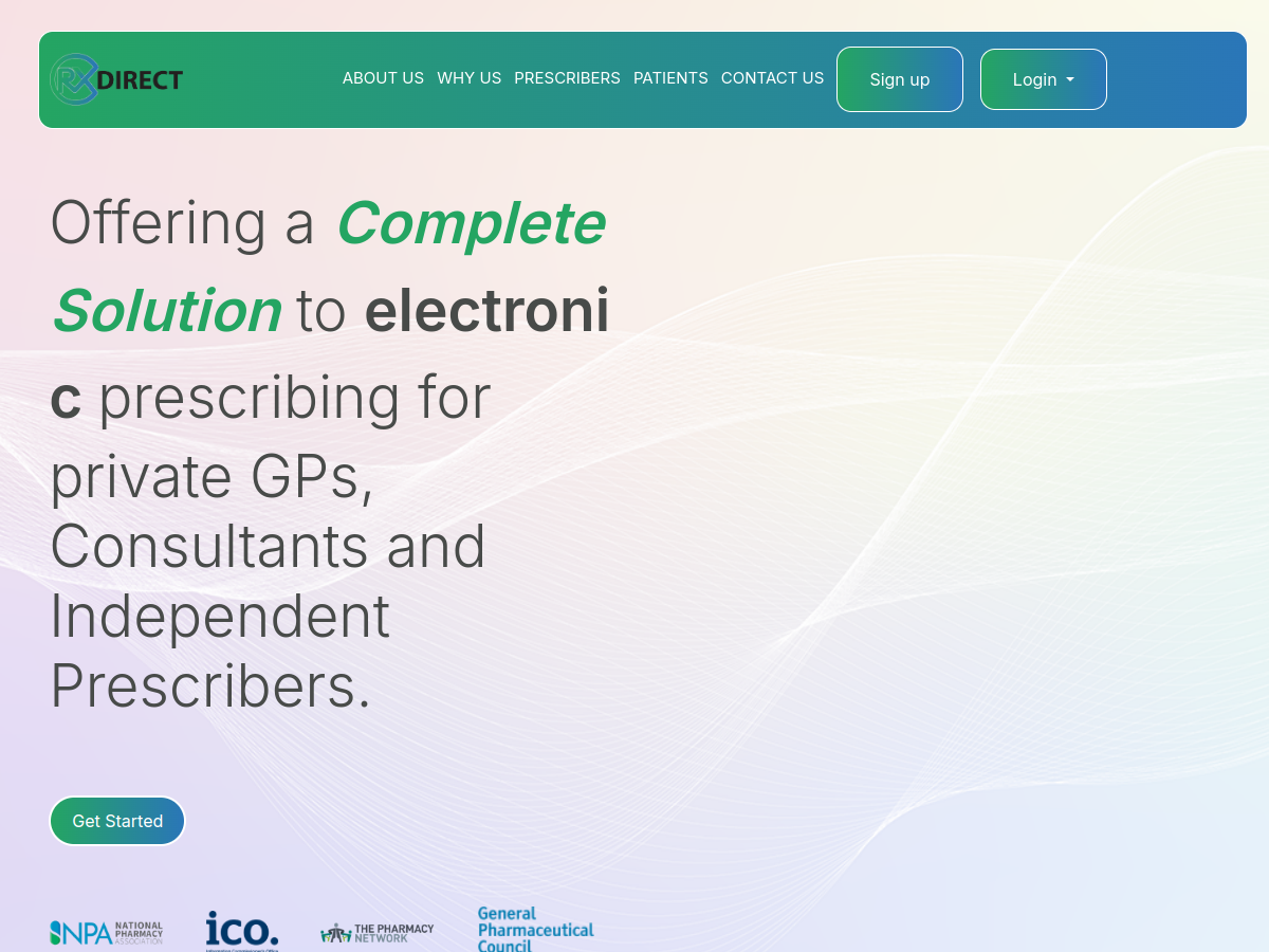 RX Direct, website preview