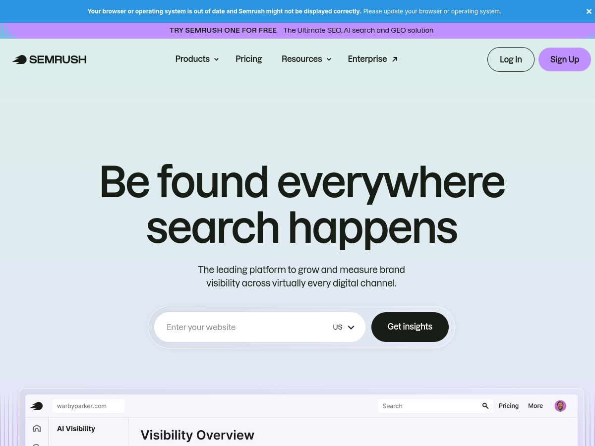 Semrush website screenshot