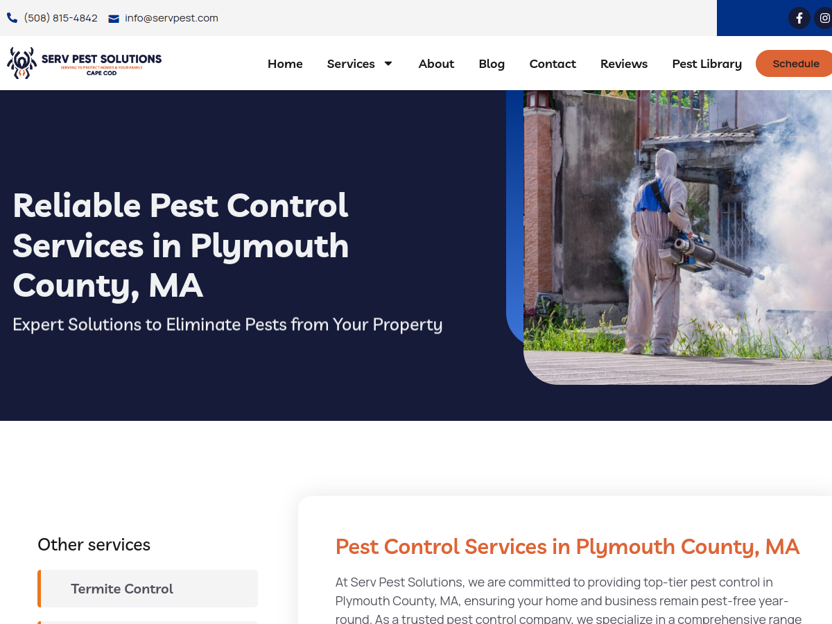 Serv Pest Solutions website screenshot