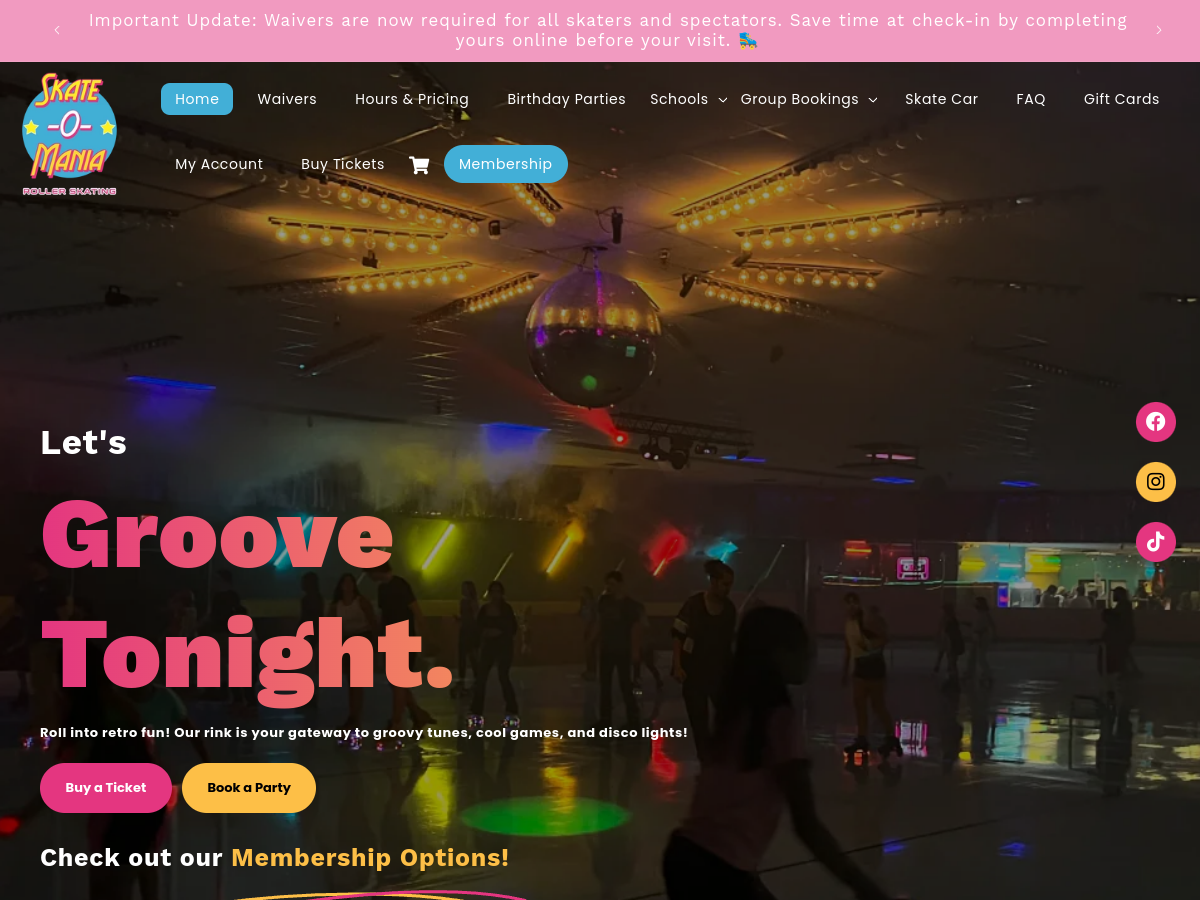 Skate-O-Mania, website preview