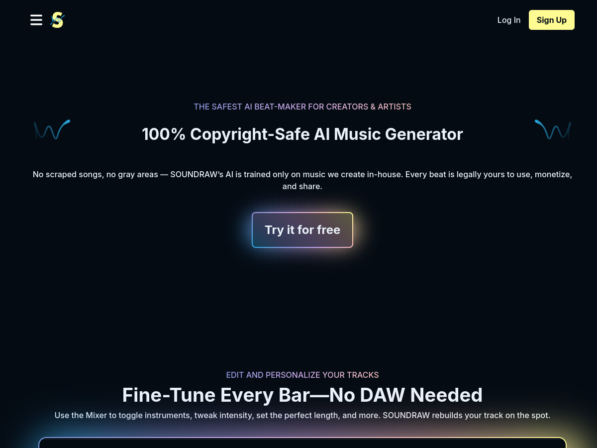 Soundraw website screenshot