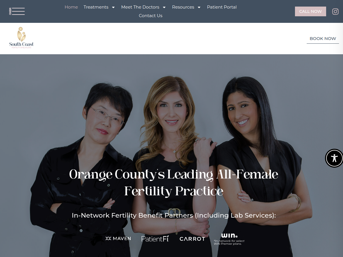 South Coast Fertility Specialists website screenshot