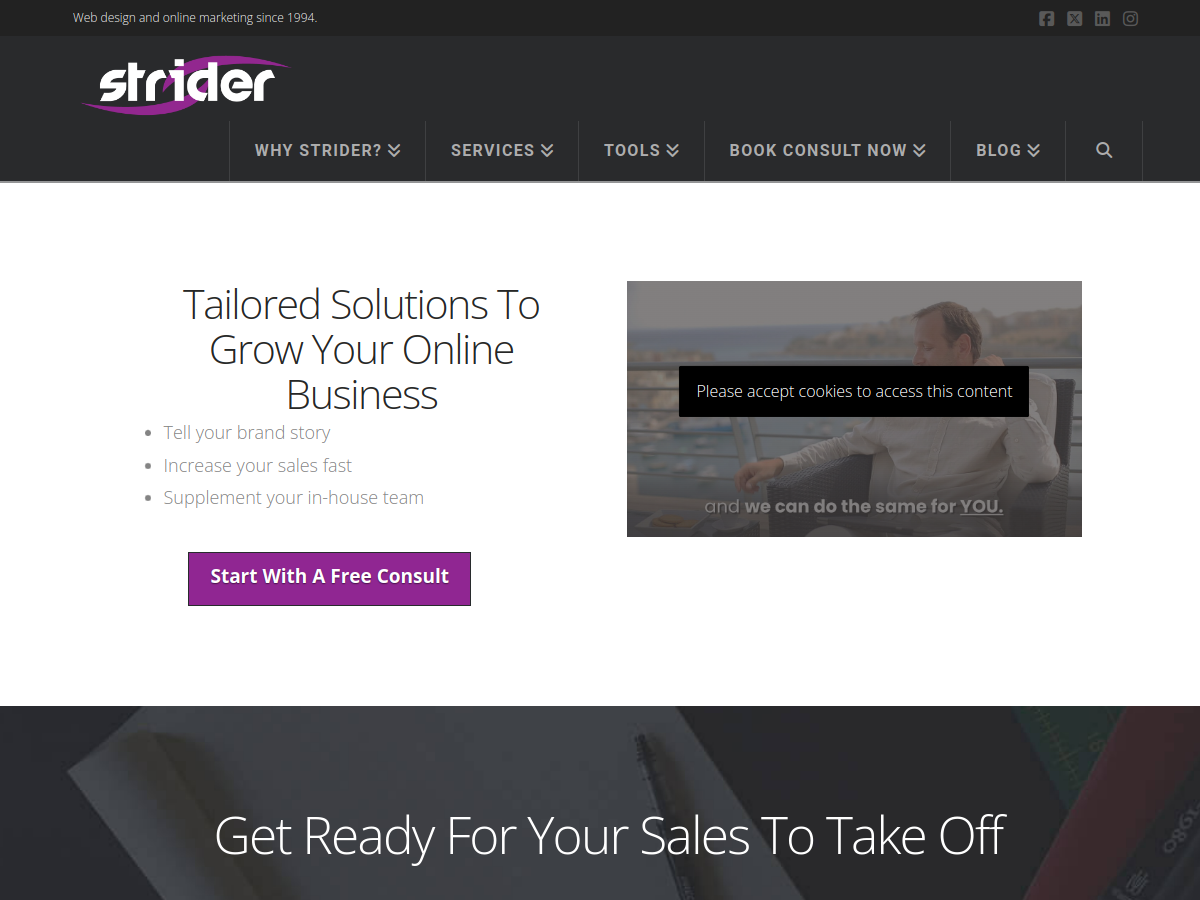 Strider Inc. website screenshot