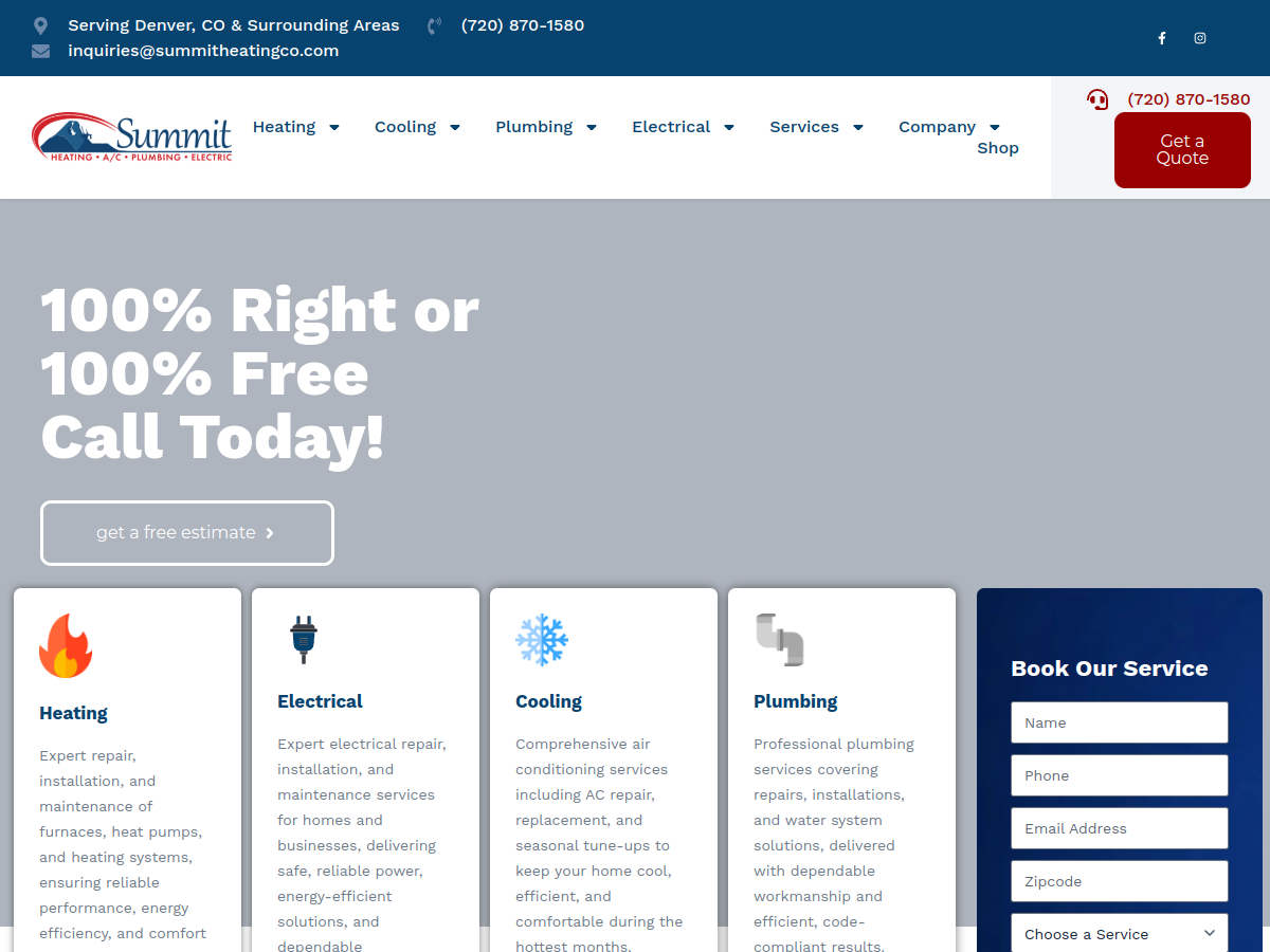 Summit Heating website screenshot