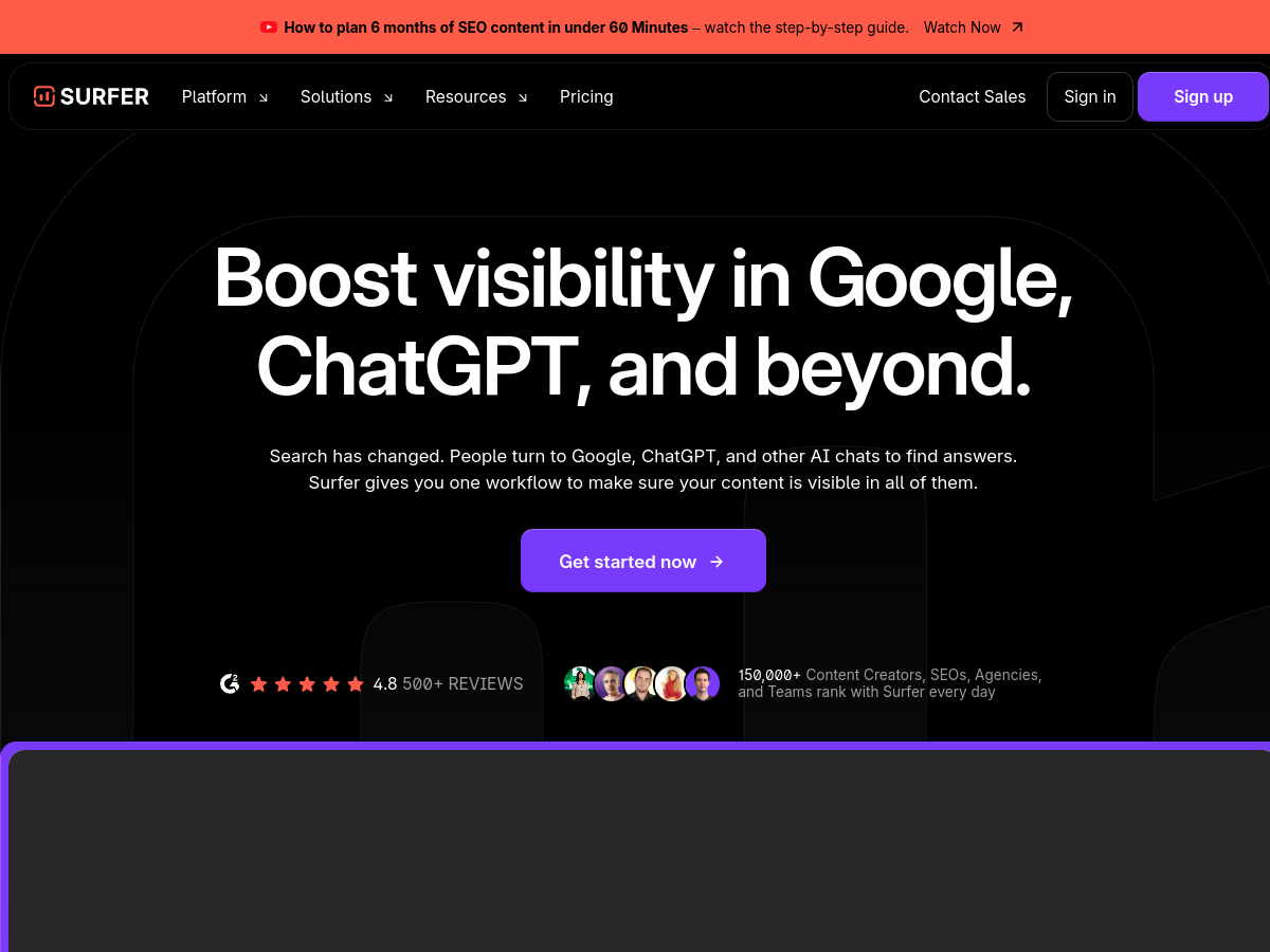 Surfer SEO website screenshot