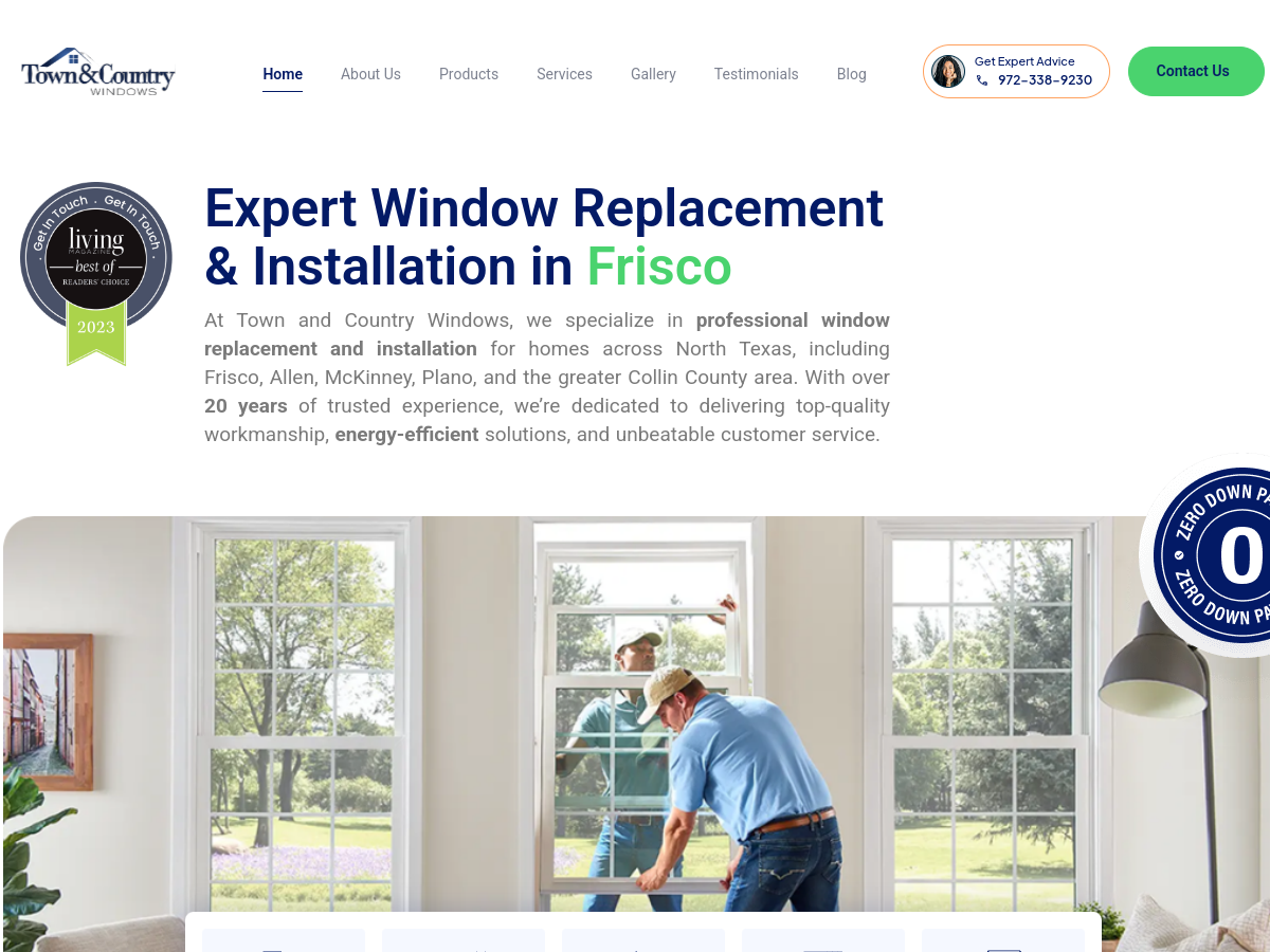 Town & Country Windows website screenshot