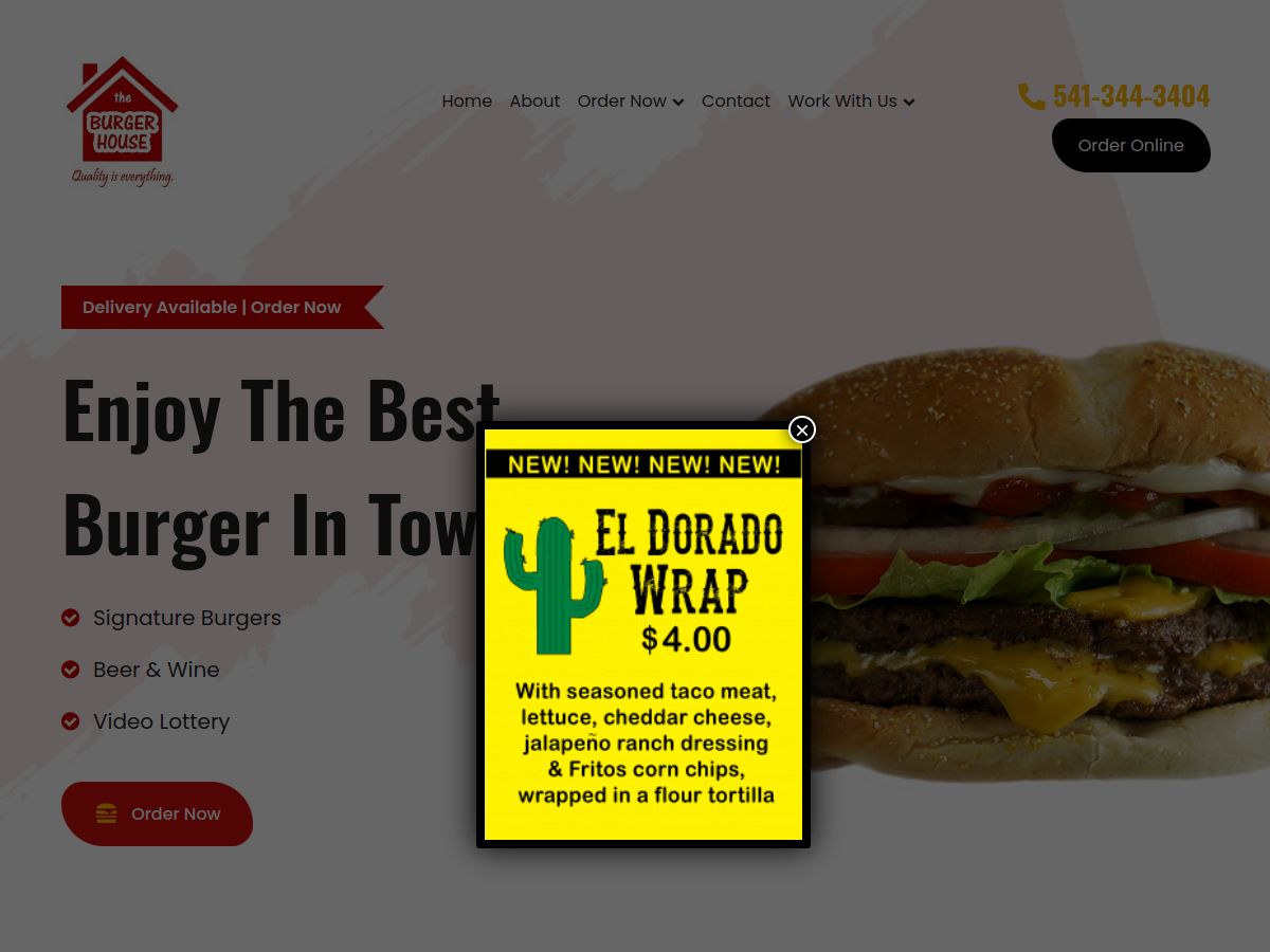The Burger House / The Coffee House website screenshot