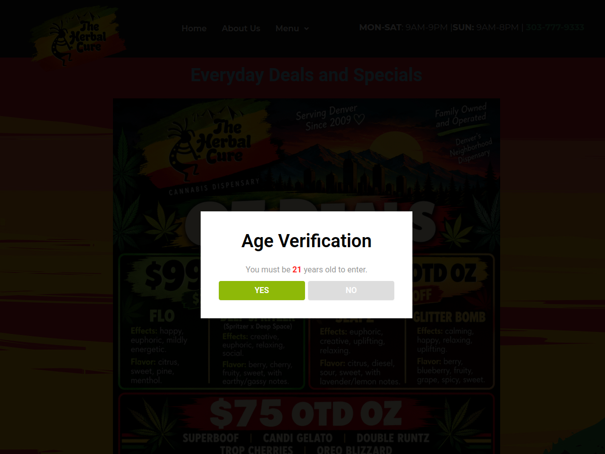 The Herbal Cure website screenshot
