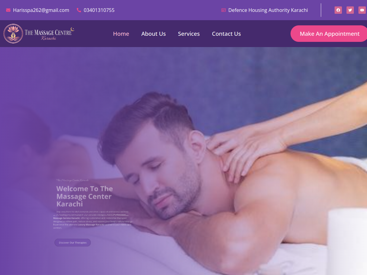 The Massage Centre Karachi homepage preview